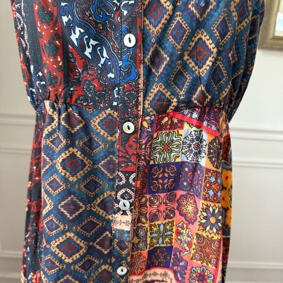 Suki So Juliet Hi Low Kasbah Print Tiered Ruffle Bandana Patchwork Boho Dress $3 - Picture 4 of 11